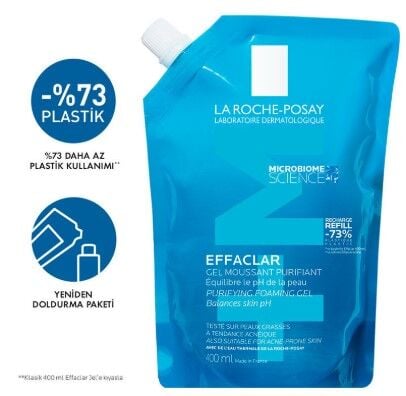 La Roche Posay Effaclar Yağlı Ciltler için Temizleme Jeli 400ml - Refill