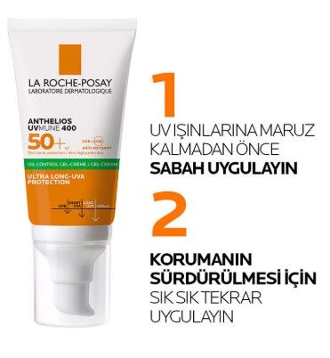 La Roche Posay Anthelios Oil Control Gel Cream Spf50+ Yağlı ve Karma Ciltler İçin Yüz Güneş Kremi 50 ml