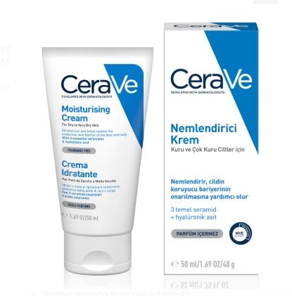 CeraVe Nemlendirici Yüz Ve Vücut Kremi - Kuru Ciltler İçin Seramid Ve Hyalüronik Asit İçerikli 50 ml