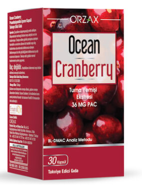 Orzax Ocean Cranberry Turna Yemişi Ekstresi 30 Tablet Takviye Edici Gıda