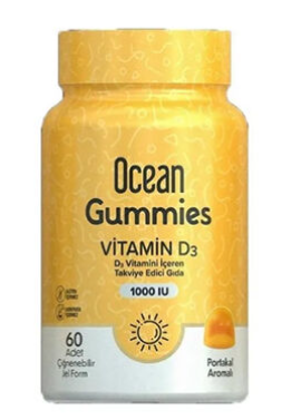 Orzax Ocean Gummies Vitamin D3 1000 IU D3 Vitamini İçeren Takviye Edici Gıda 60 Adet