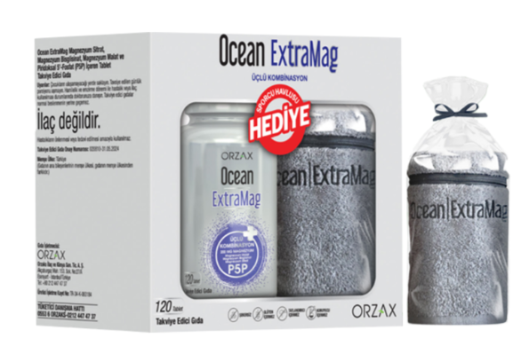 Orzax Ocean ExtraMag Üçlü Magnezyum Kombinasyonu 120 Tablet + Sporcu Havlusu Hediyeli