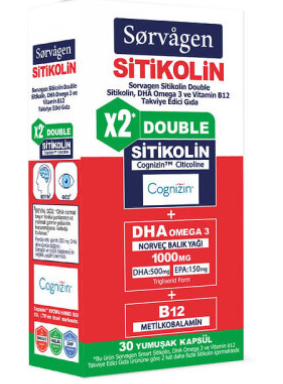 Sorvagen Smart Double Sitikolin DHA Omega 3 ve B12 30 Kapsül