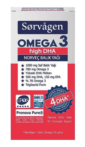 Sorvagen Omega 3 High DHA Norveç Balık Yağı 50 Kapsül