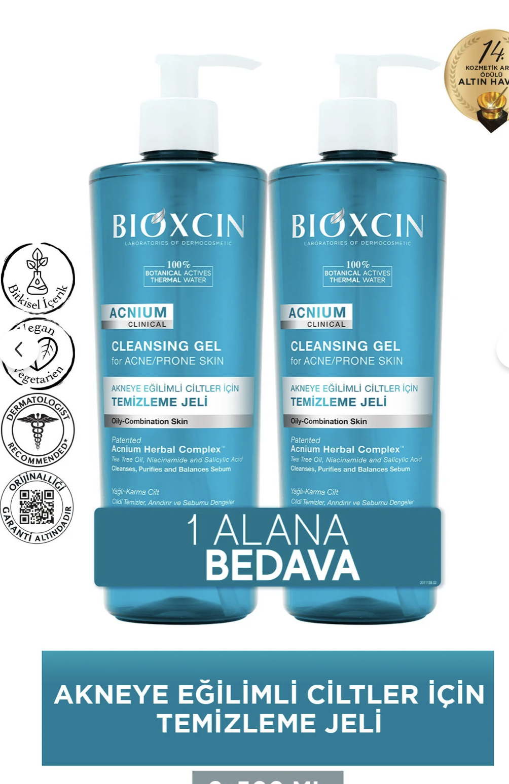 Bioxcin Acnium Sebum Dengeleyici Yüz Yıkama Jeli 500ml 1 Alana 1 Hediye
