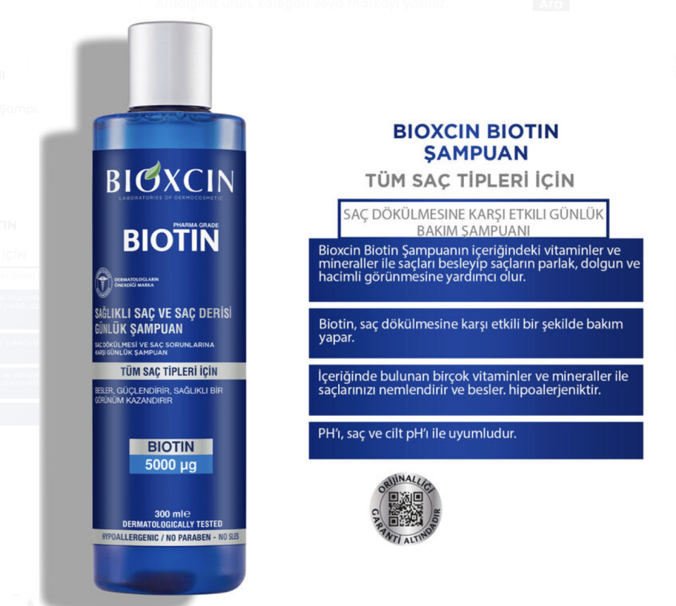 Bioxcin Biotin Şampuan 300 ml | Tüm Saç Tipleri
