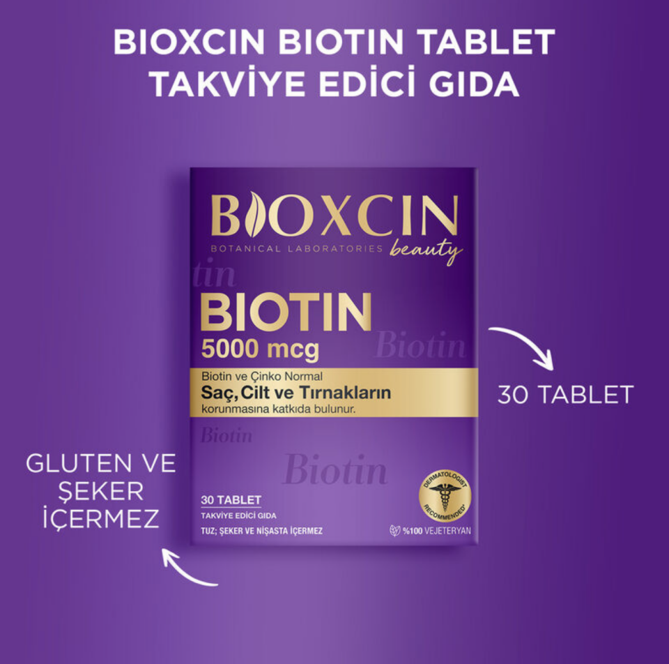 Bioxcin Biotin 5000 mcg Takviye Edici Gıda 30 Tablet