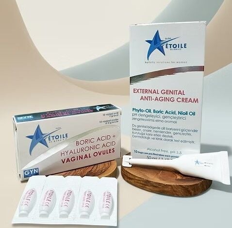 Etolie Genital Antiaging ve kuruluk engelleyici set 2'li SET - EX. GENITAL ANTI-AGING KREM +VAGINAL OVUL 300MG BA+HA