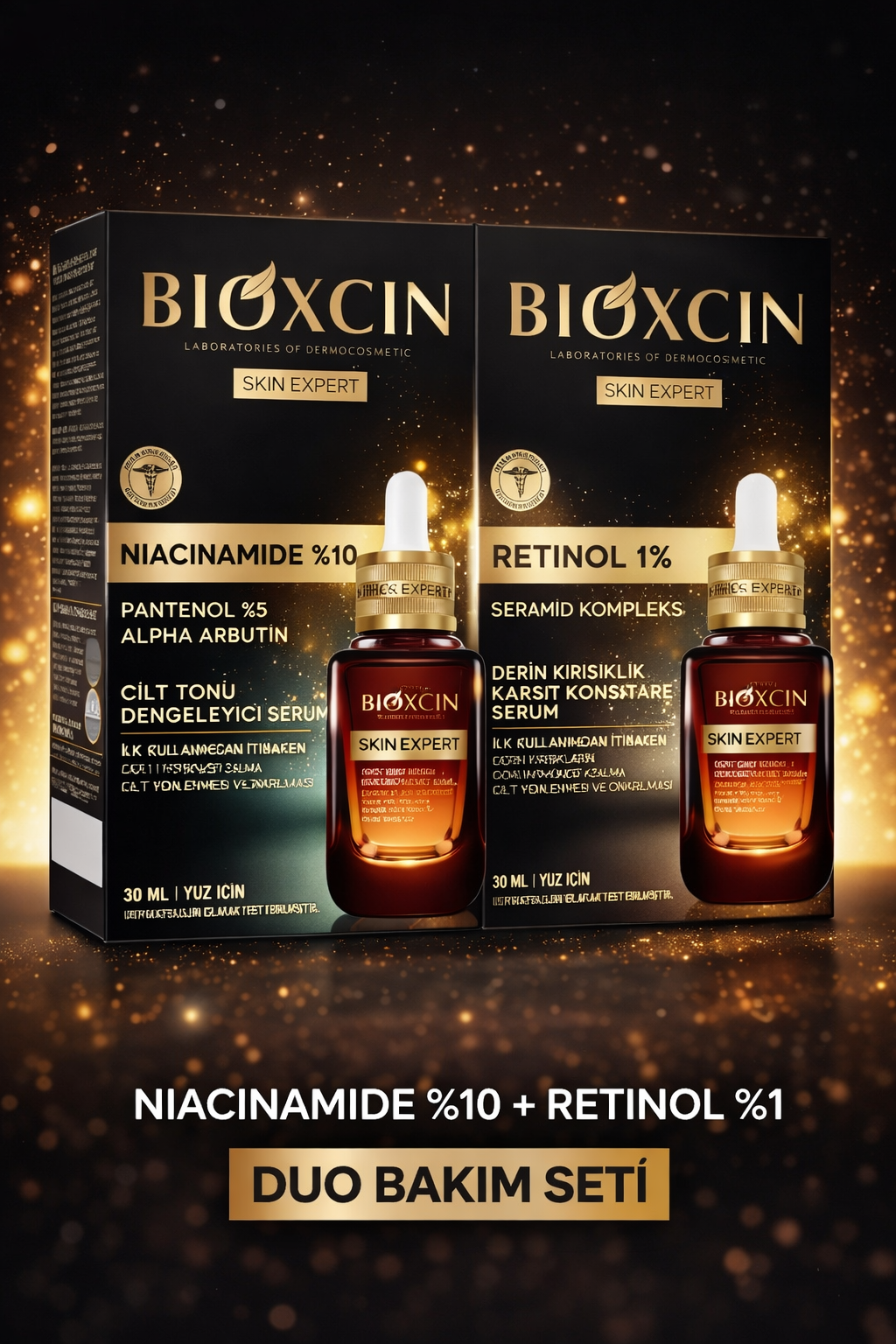 Bioxcin süper ışıltı hızlı etki serum set niacinamide + retinol